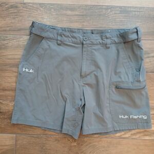 Huk Fishing Shorts‎ Mens 2XL XXL Grey Pursuit Lightweight Quick Dry Performance